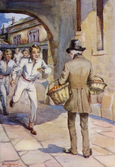 Ilustración para Los días escolares de Tom Brown por Thomas Hughes de Nicol Laidlaw